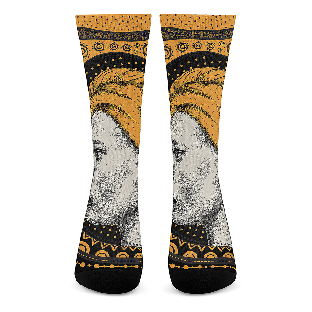 Tribal African Girl Print Crew Socks