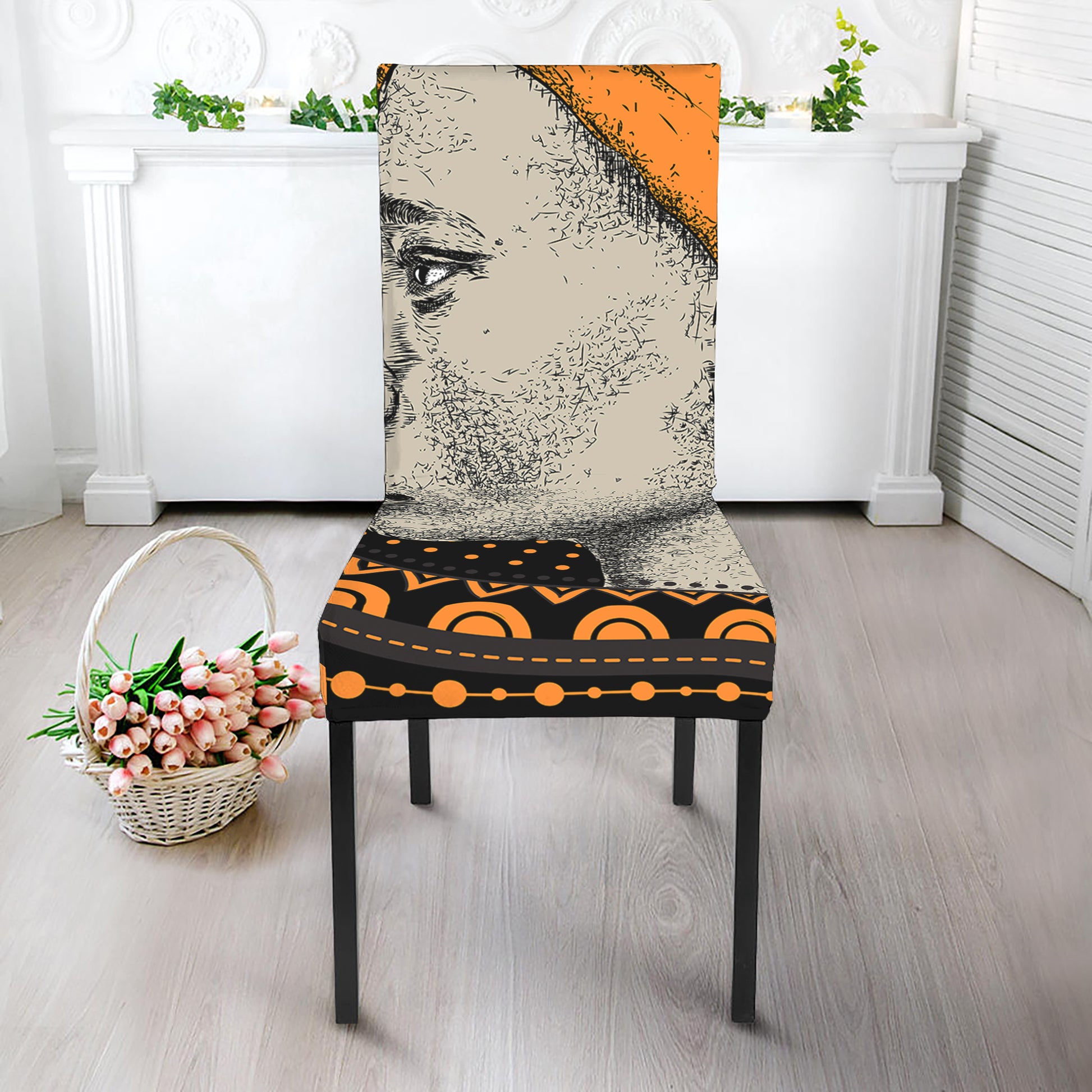 Tribal African Girl Print Dining Chair Slipcover
