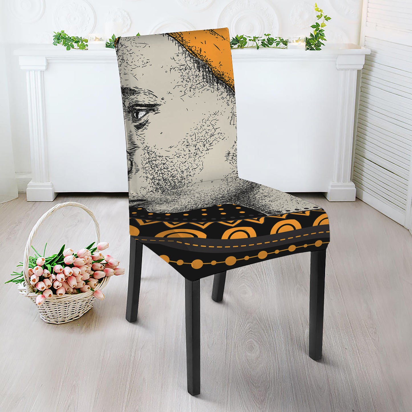 Tribal African Girl Print Dining Chair Slipcover