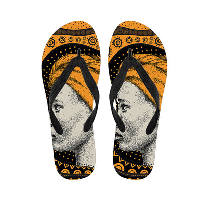 Tribal African Girl Print Flip Flops