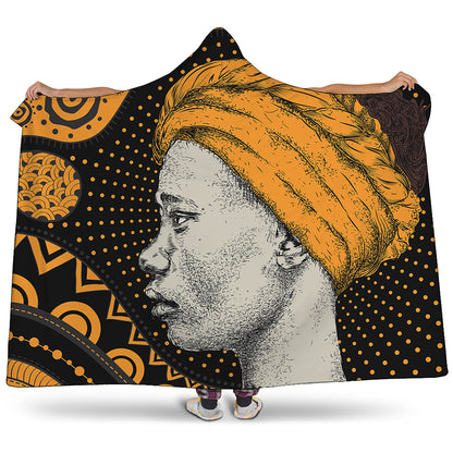 Tribal African Girl Print Hooded Blanket