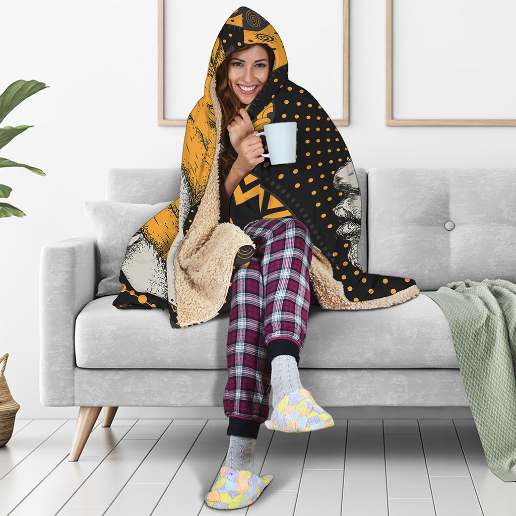 Tribal African Girl Print Hooded Blanket