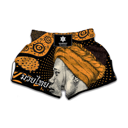 Tribal African Girl Print Muay Thai Boxing Shorts