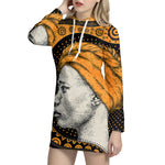 Tribal African Girl Print Pullover Hoodie Dress