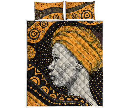 Tribal African Girl Print Quilt Bed Set