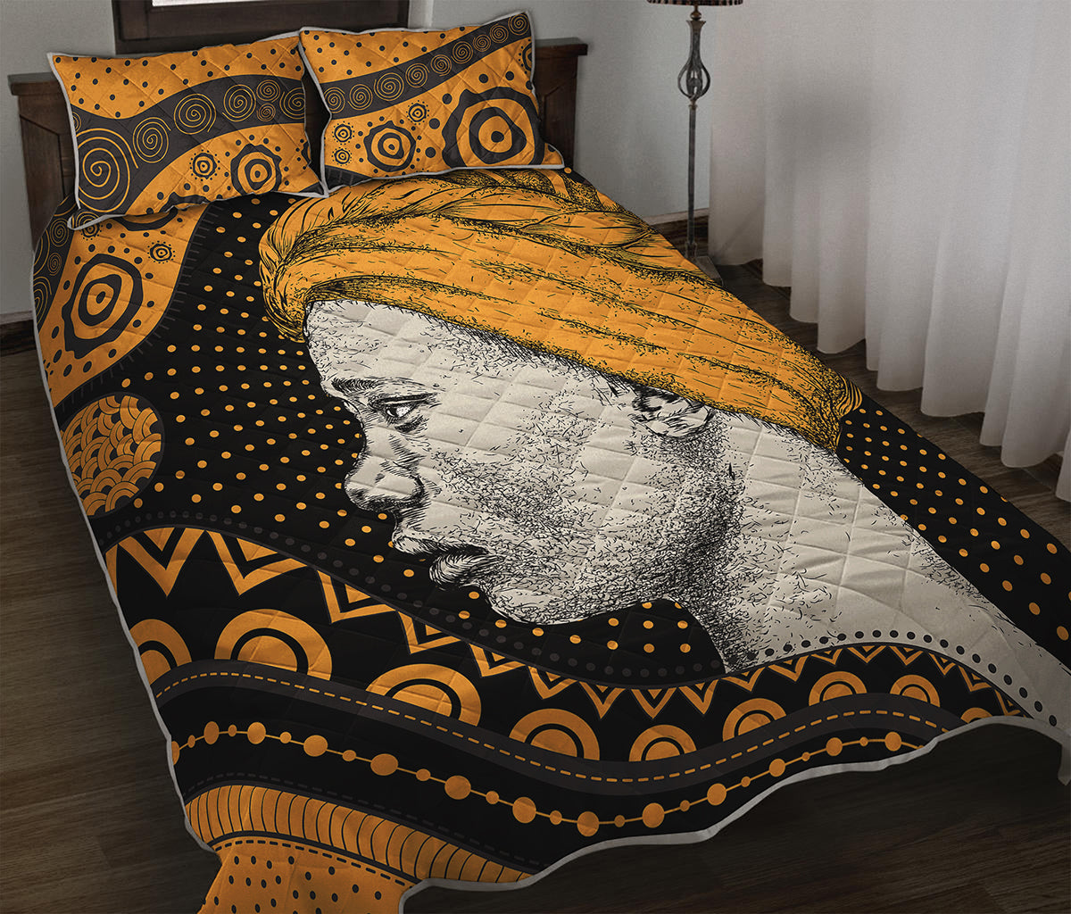 Tribal African Girl Print Quilt Bed Set