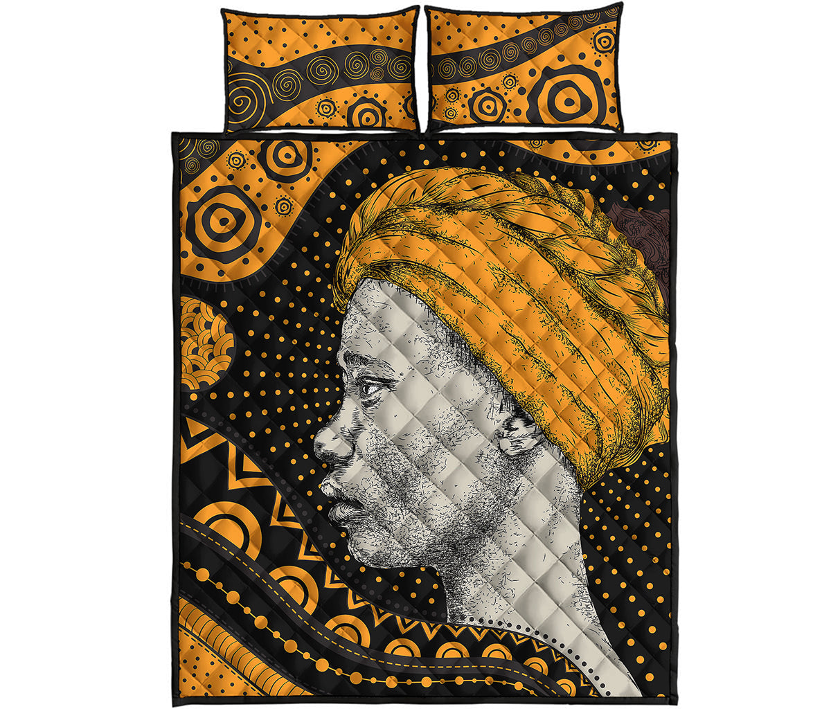 Tribal African Girl Print Quilt Bed Set