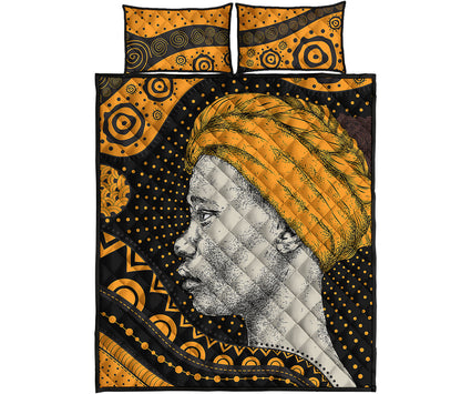 Tribal African Girl Print Quilt Bed Set