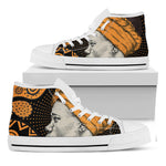 Tribal African Girl Print White High Top Shoes