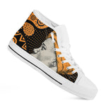 Tribal African Girl Print White High Top Shoes