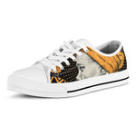 Tribal African Girl Print White Low Top Shoes