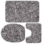 Tribal Aztec Geometric Pattern Print 3 Piece Bath Mat Set