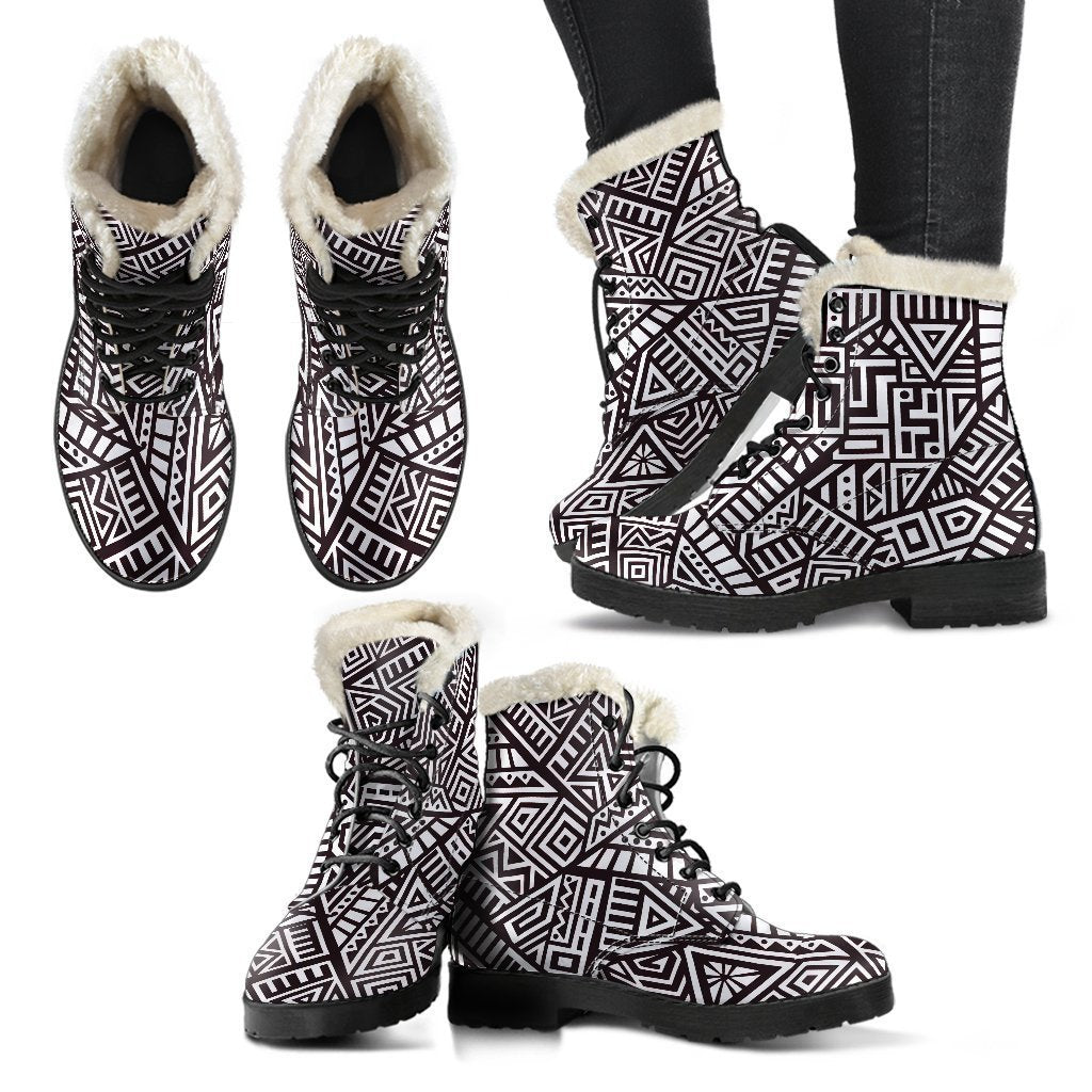 Tribal Aztec Geometric Pattern Print Comfy Boots GearFrost