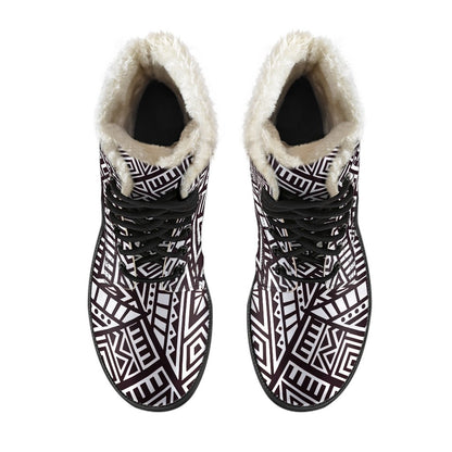 Tribal Aztec Geometric Pattern Print Comfy Boots GearFrost