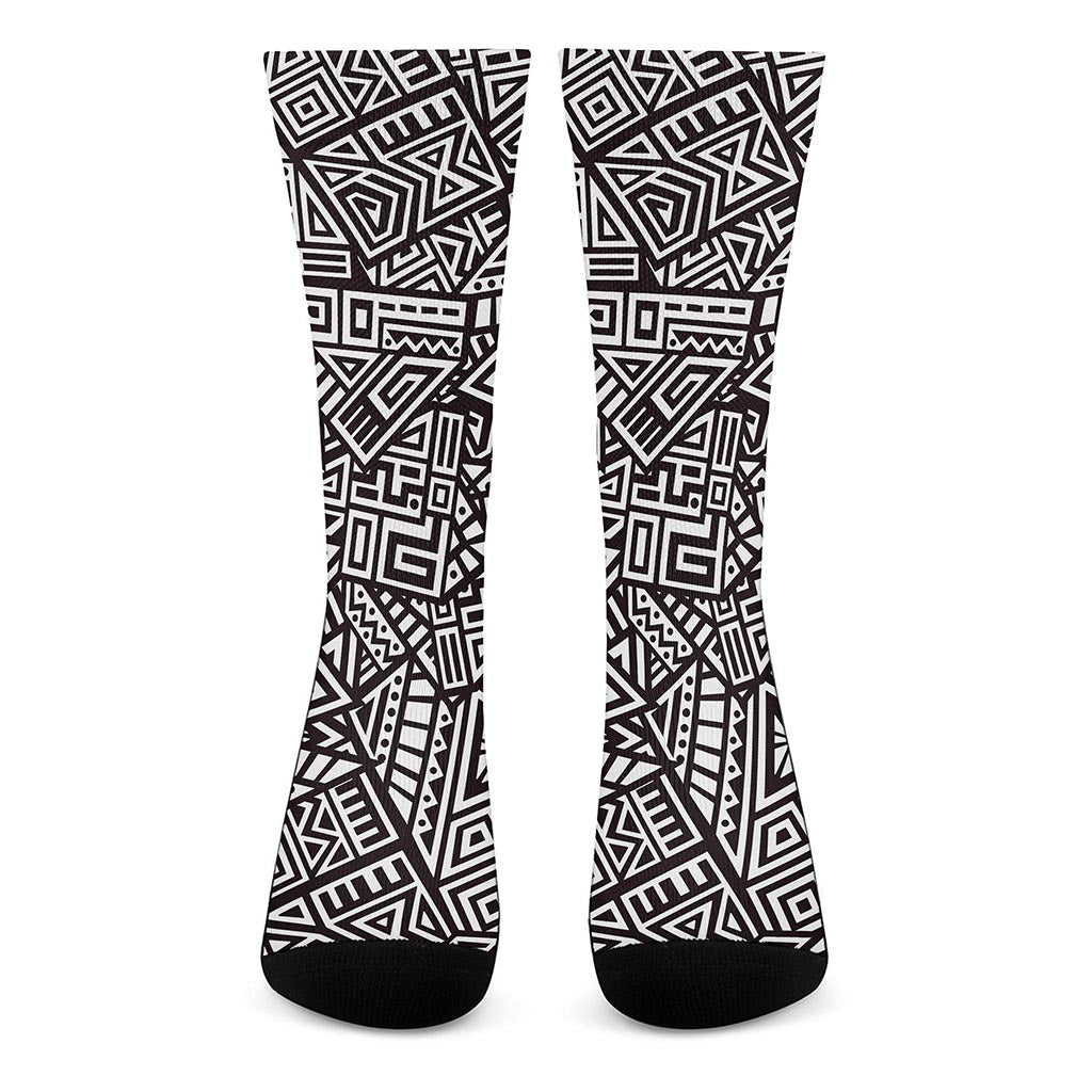 Tribal Aztec Geometric Pattern Print Crew Socks