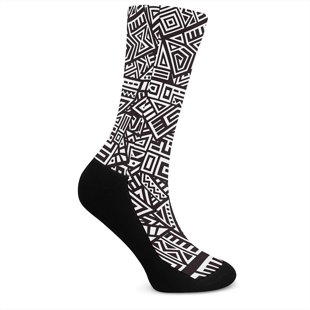 Tribal Aztec Geometric Pattern Print Crew Socks