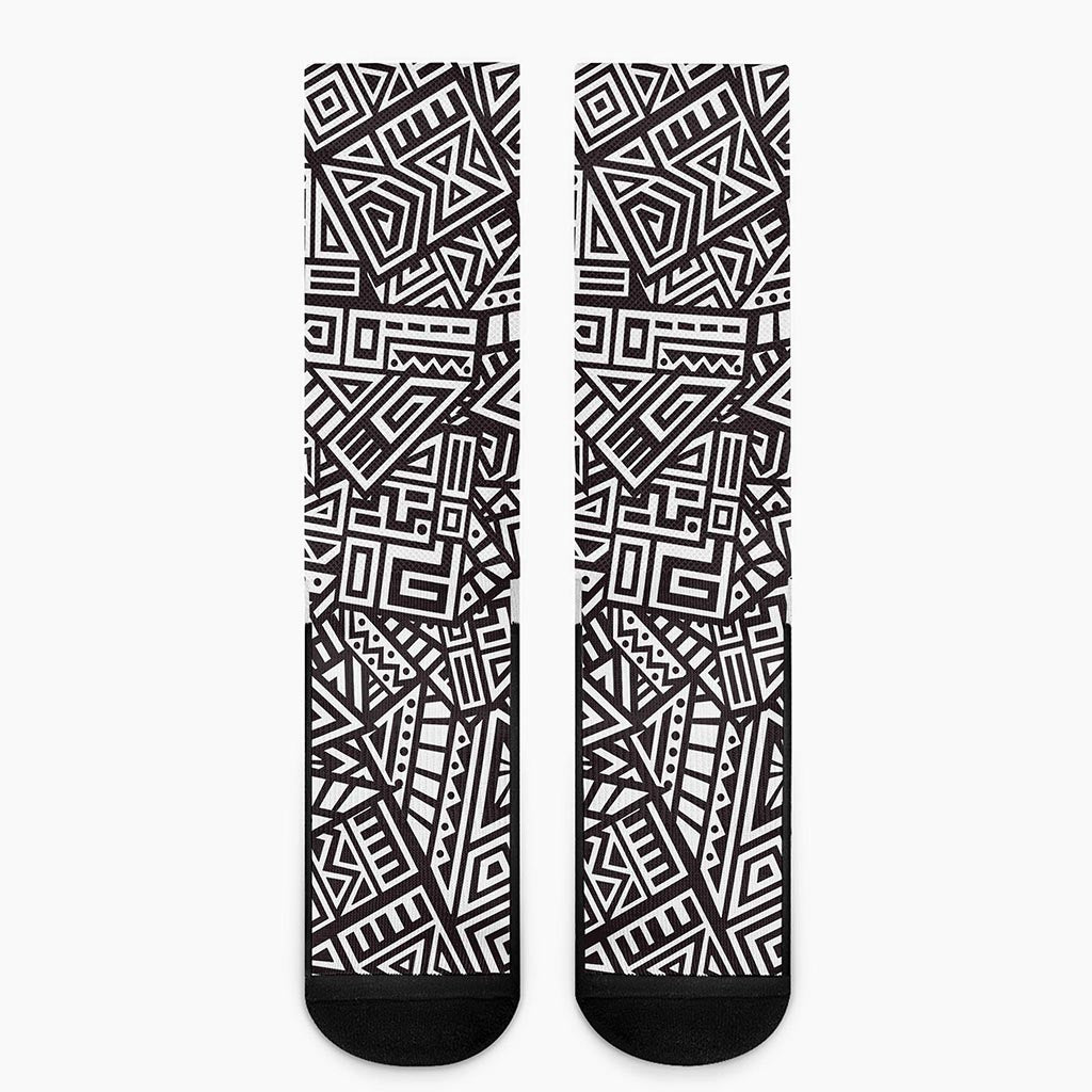 Tribal Aztec Geometric Pattern Print Crew Socks