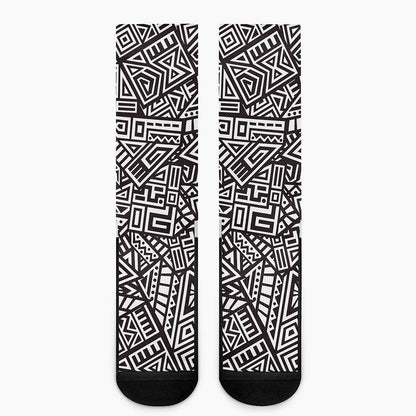 Tribal Aztec Geometric Pattern Print Crew Socks