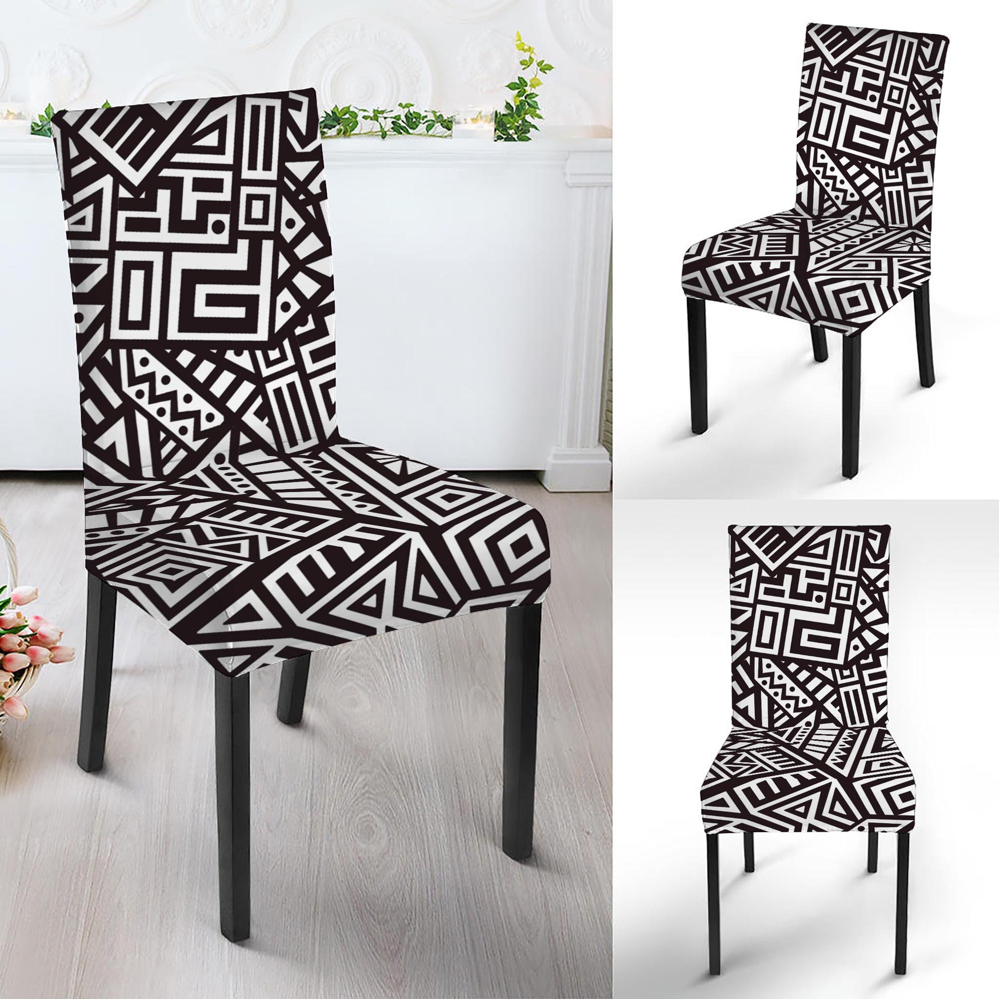 Tribal Aztec Geometric Pattern Print Dining Chair Slipcover
