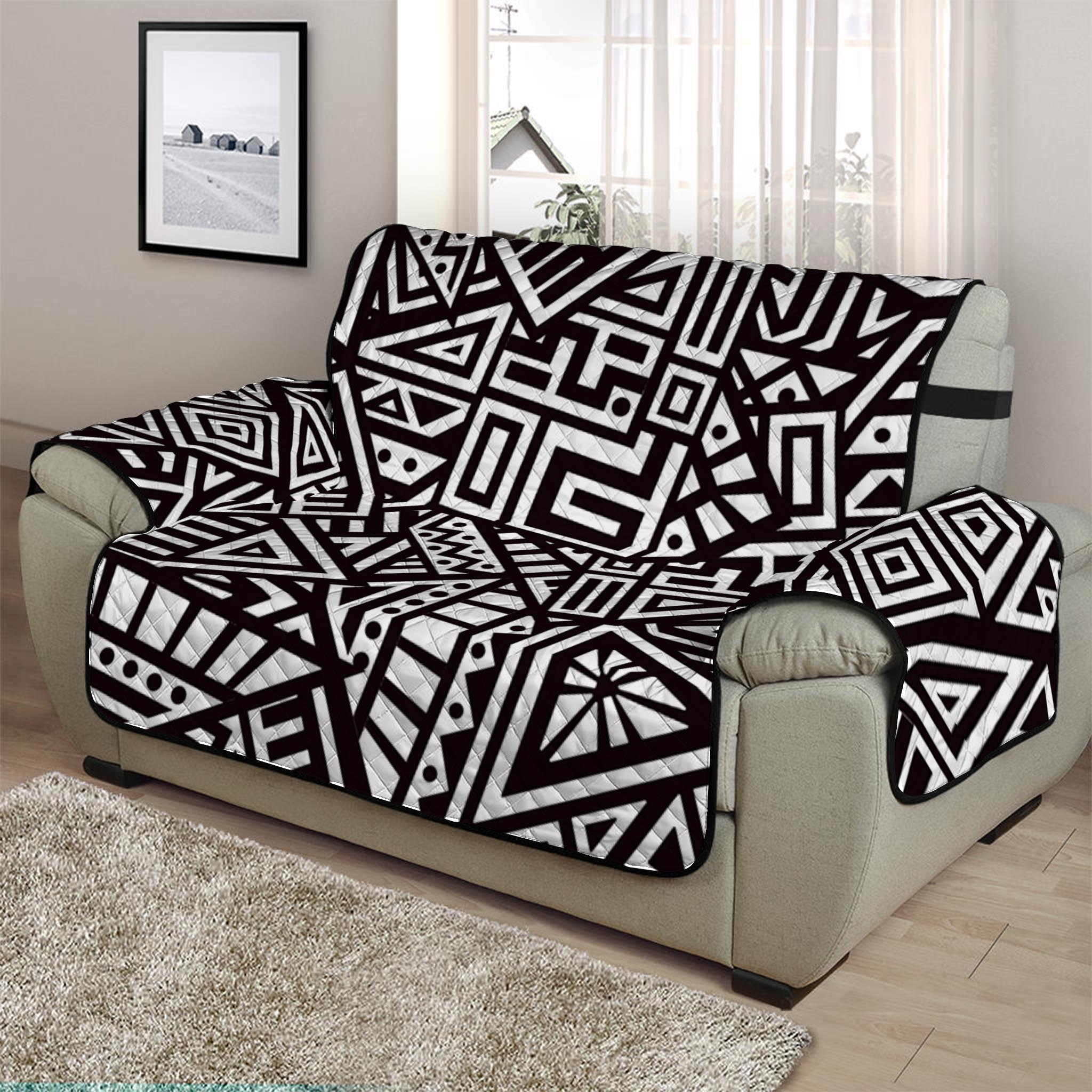 Tribal Aztec Geometric Pattern Print Half Sofa Protector