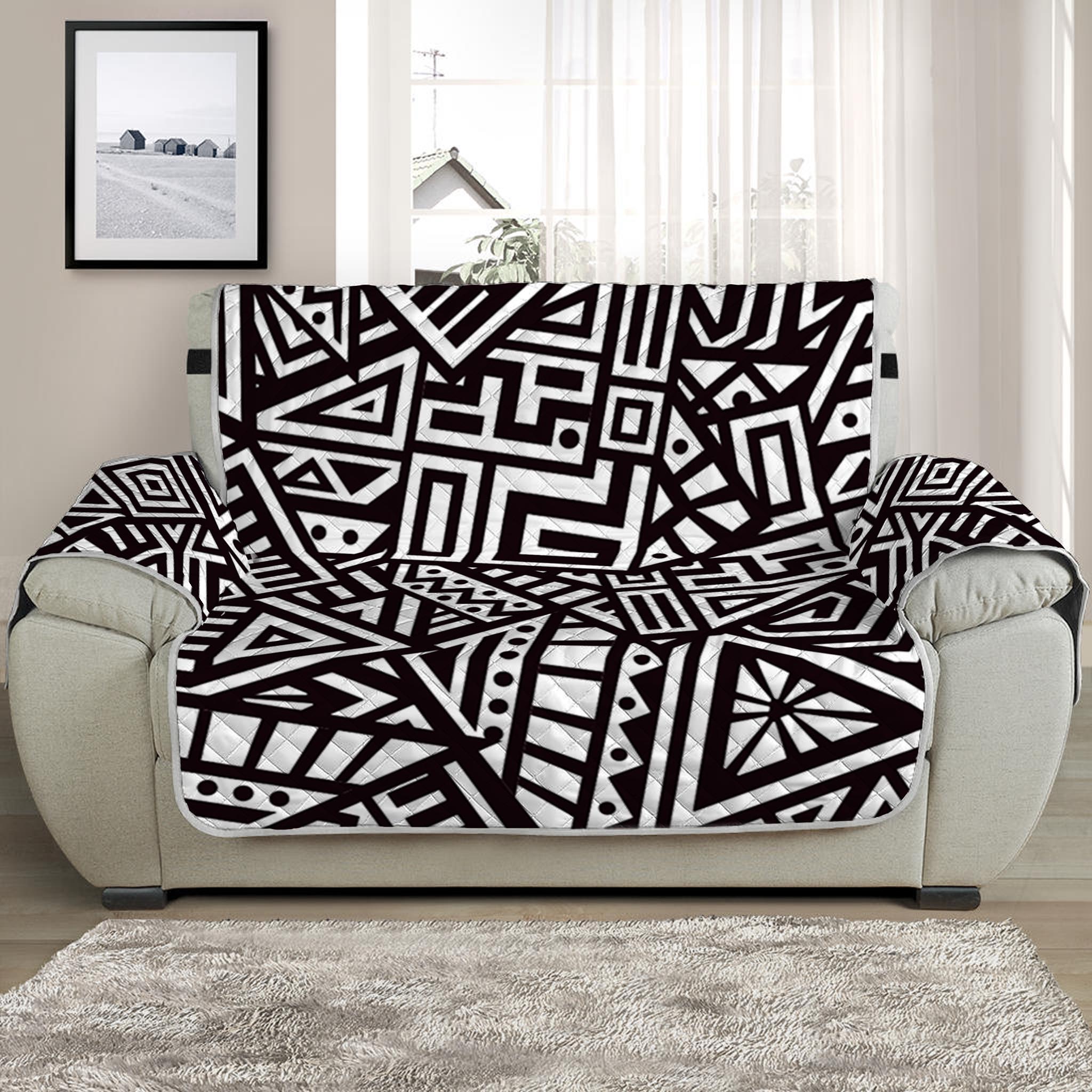 Tribal Aztec Geometric Pattern Print Half Sofa Protector