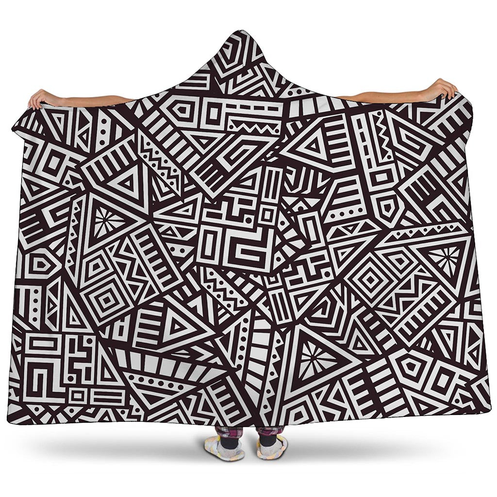 Tribal Aztec Geometric Pattern Print Hooded Blanket