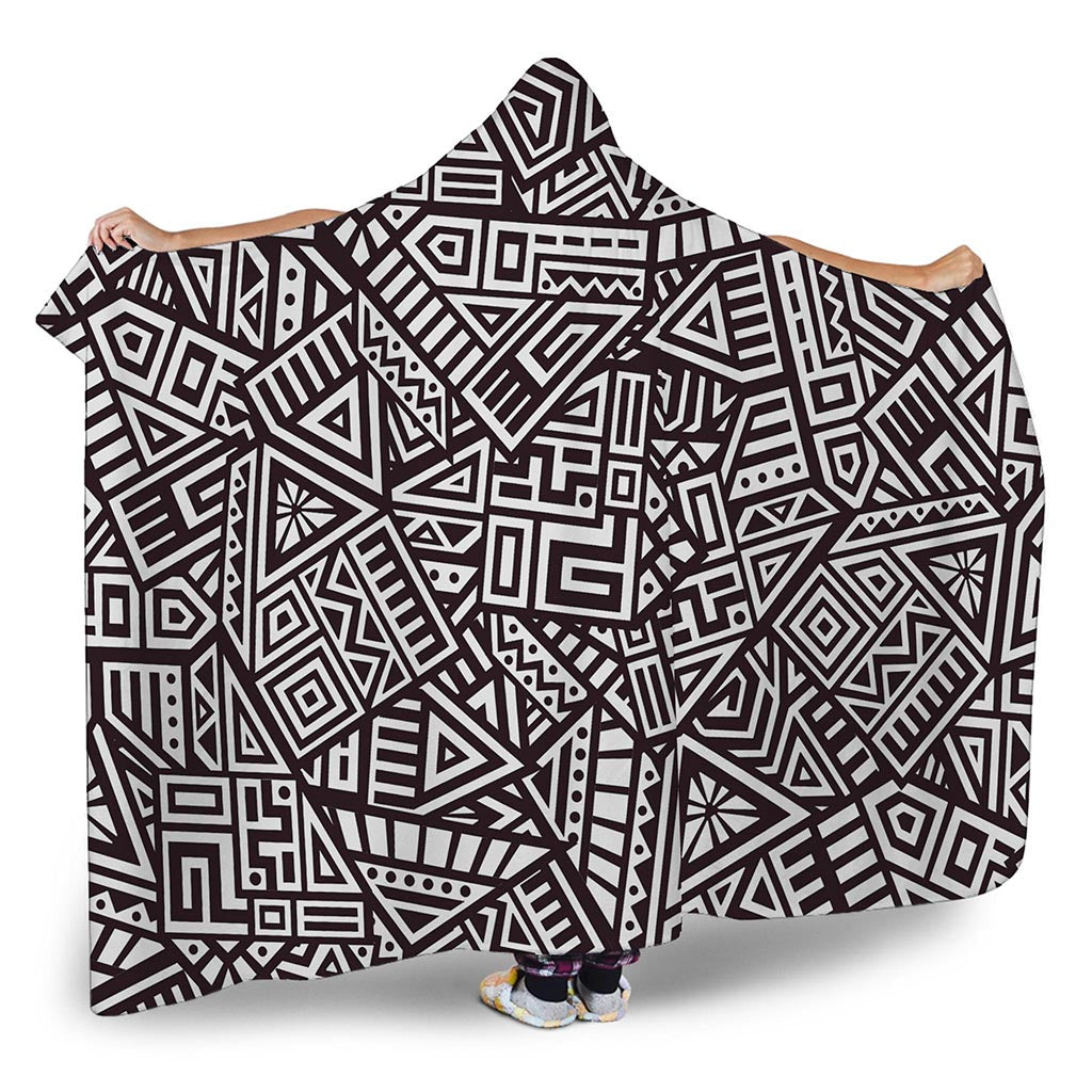 Tribal Aztec Geometric Pattern Print Hooded Blanket