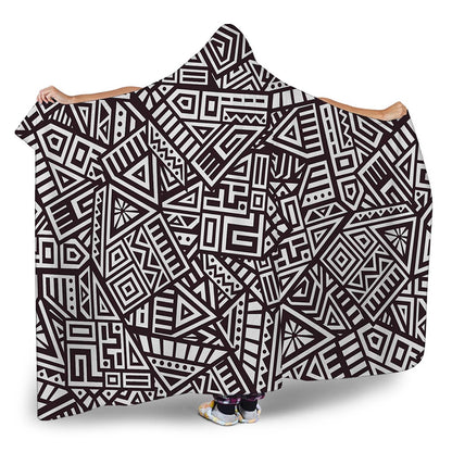 Tribal Aztec Geometric Pattern Print Hooded Blanket