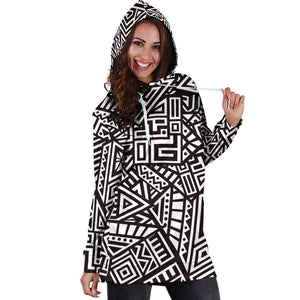 Tribal Aztec Geometric Pattern Print Hoodie Dress GearFrost