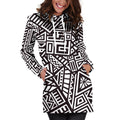 Tribal Aztec Geometric Pattern Print Pullover Hoodie Dress