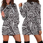 Tribal Aztec Geometric Pattern Print Hoodie Dress GearFrost