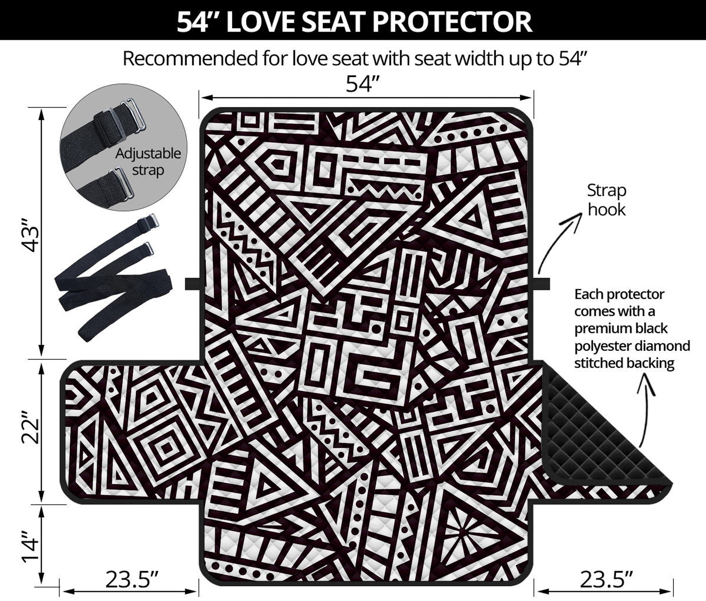 Tribal Aztec Geometric Pattern Print Loveseat Protector