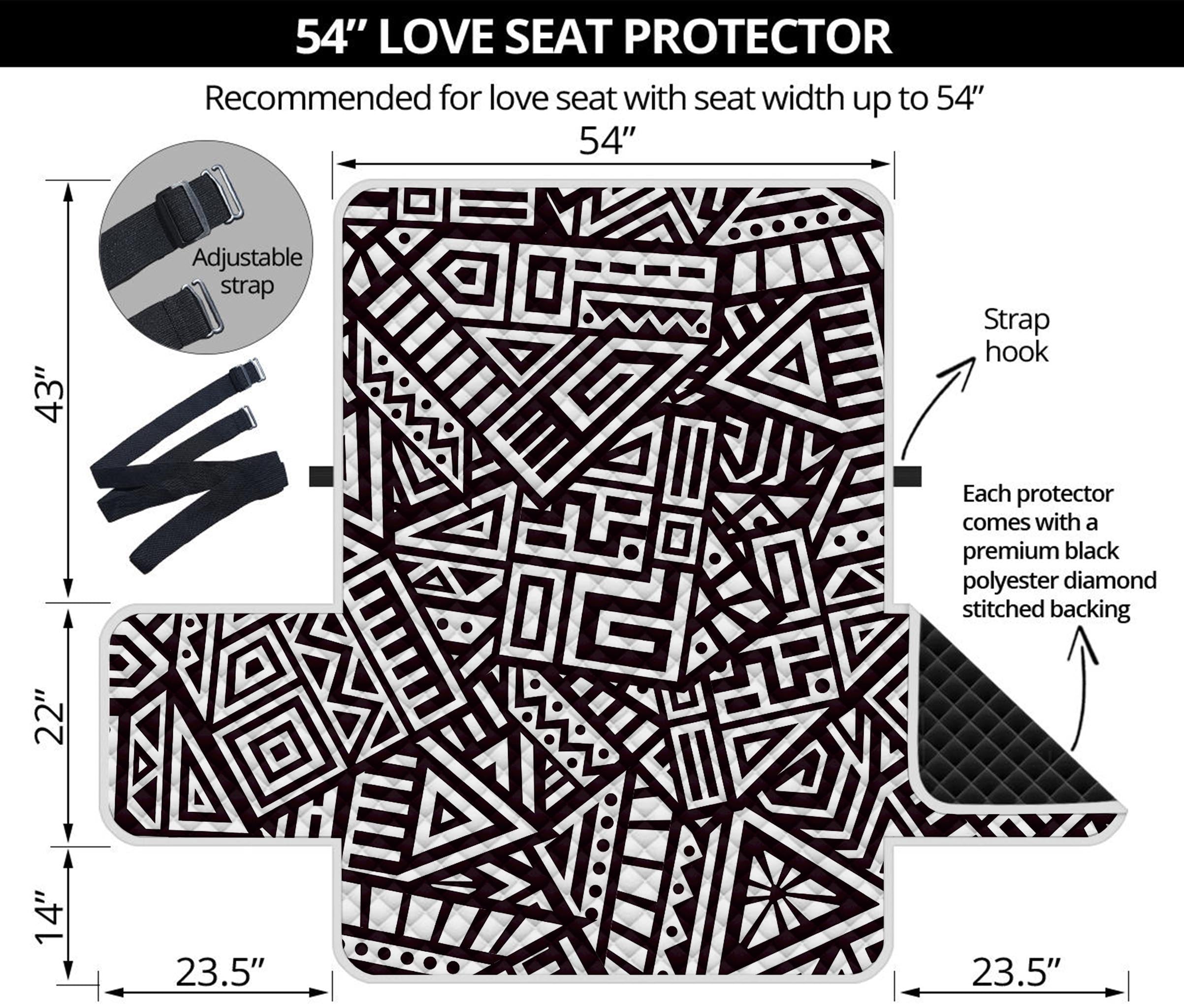 Tribal Aztec Geometric Pattern Print Loveseat Protector