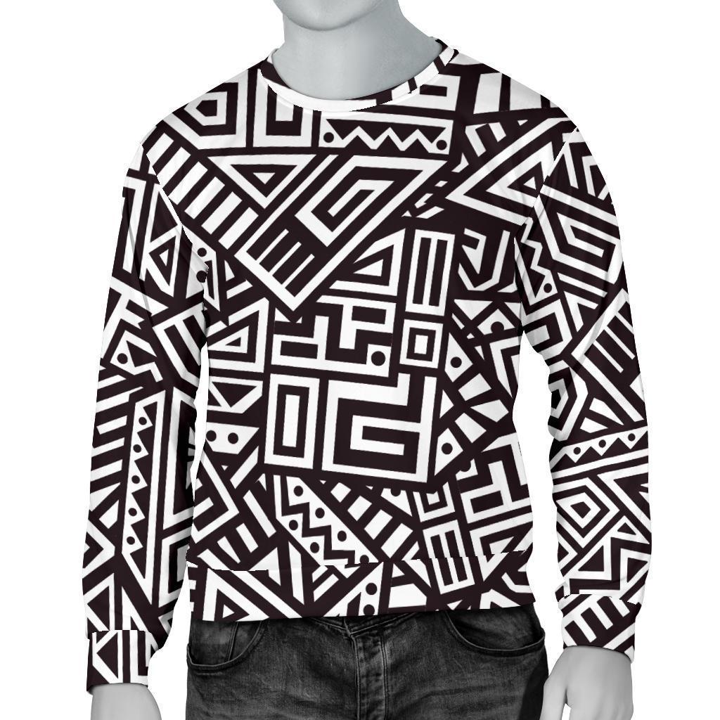 Tribal Aztec Geometric Pattern Print Men's Crewneck Sweatshirt GearFrost