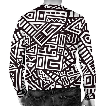 Tribal Aztec Geometric Pattern Print Men's Crewneck Sweatshirt GearFrost