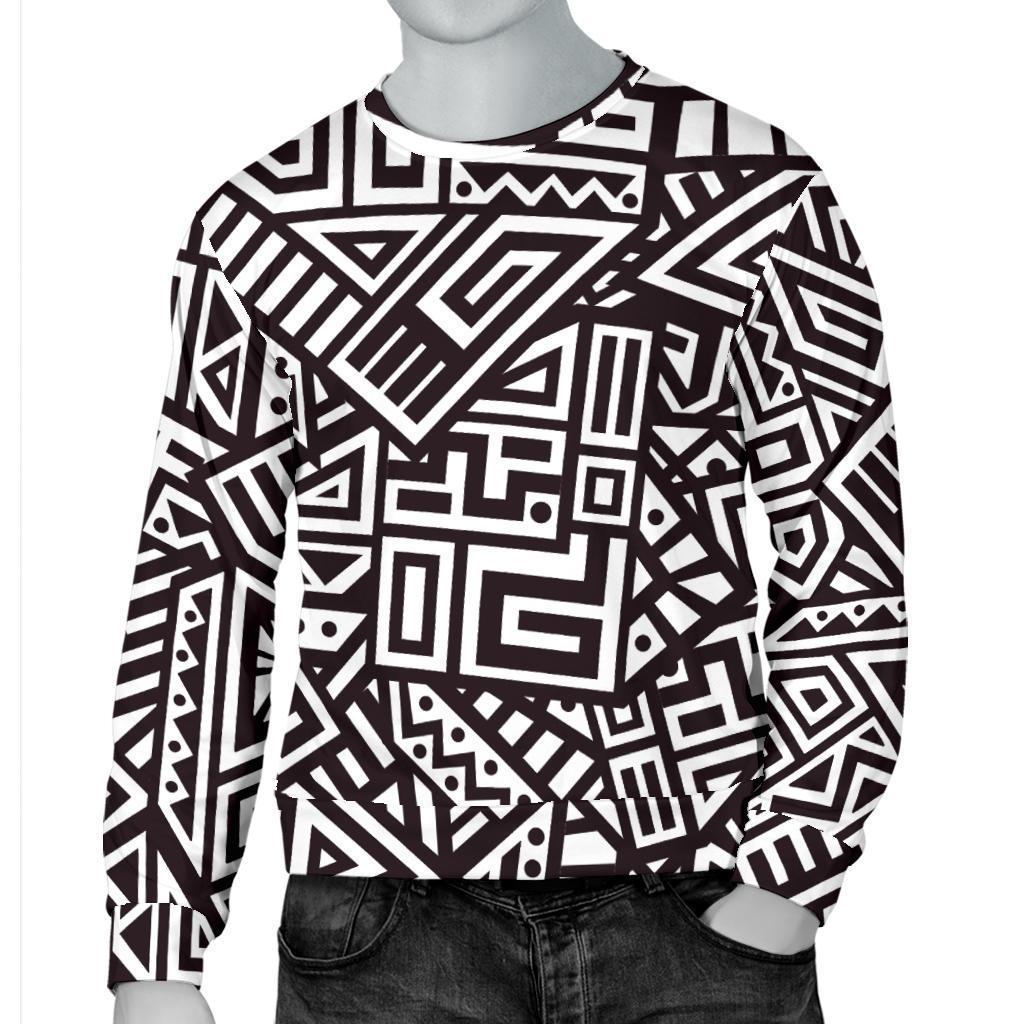 Tribal Aztec Geometric Pattern Print Men's Crewneck Sweatshirt GearFrost