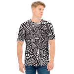 Tribal Aztec Geometric Pattern Print Men's T-Shirt