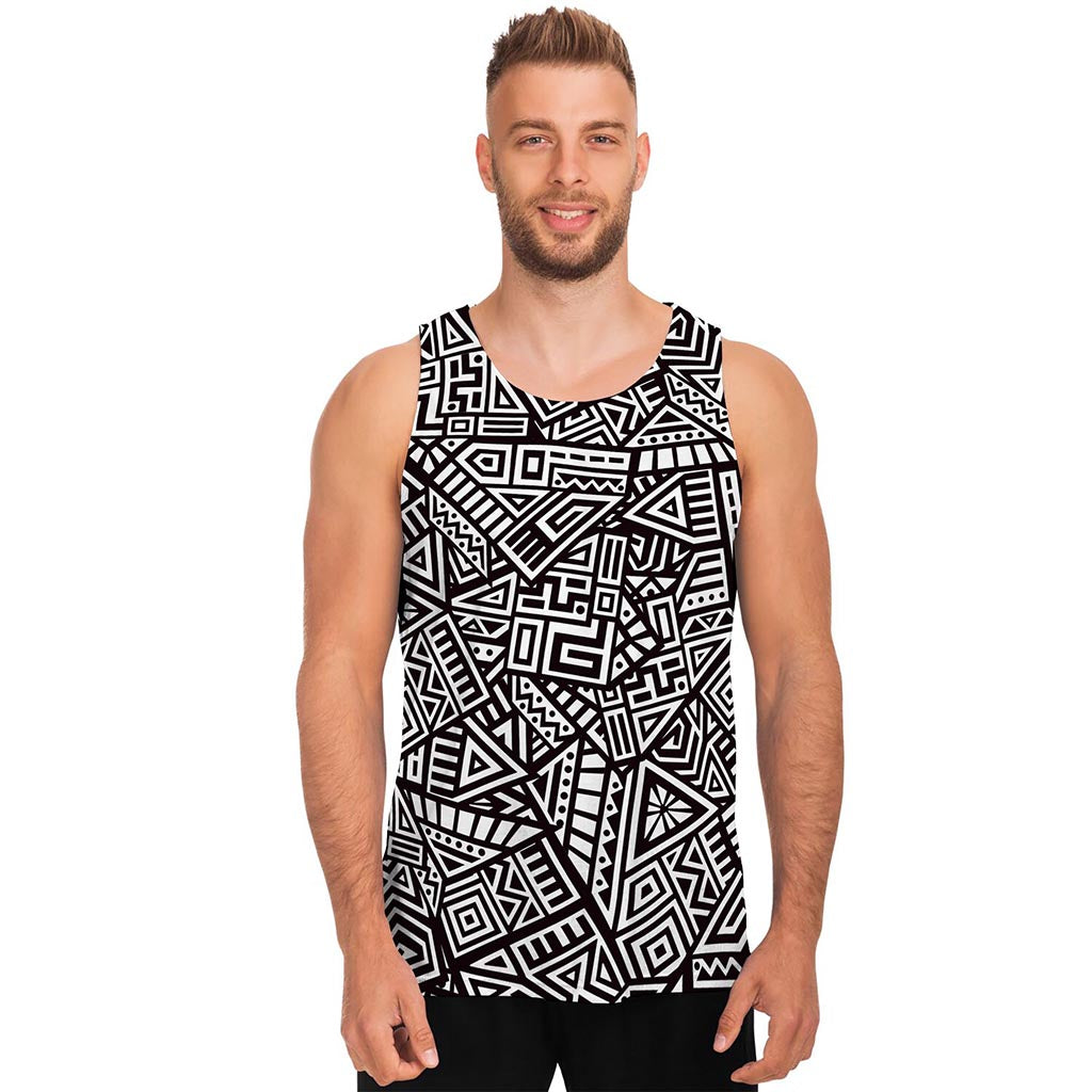 Tribal Aztec Geometric Pattern Print Men's Tank Top