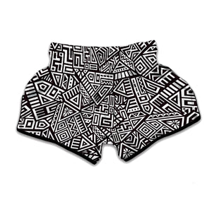 Tribal Aztec Geometric Pattern Print Muay Thai Boxing Shorts