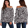 Tribal Aztec Geometric Pattern Print Off The Shoulder Sweatshirt