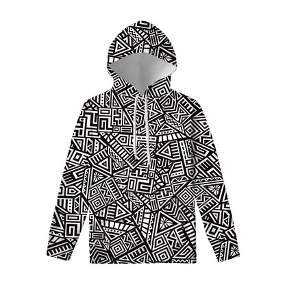 Tribal Aztec Geometric Pattern Print Pullover Hoodie