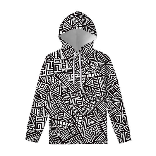 Tribal Aztec Geometric Pattern Print Pullover Hoodie