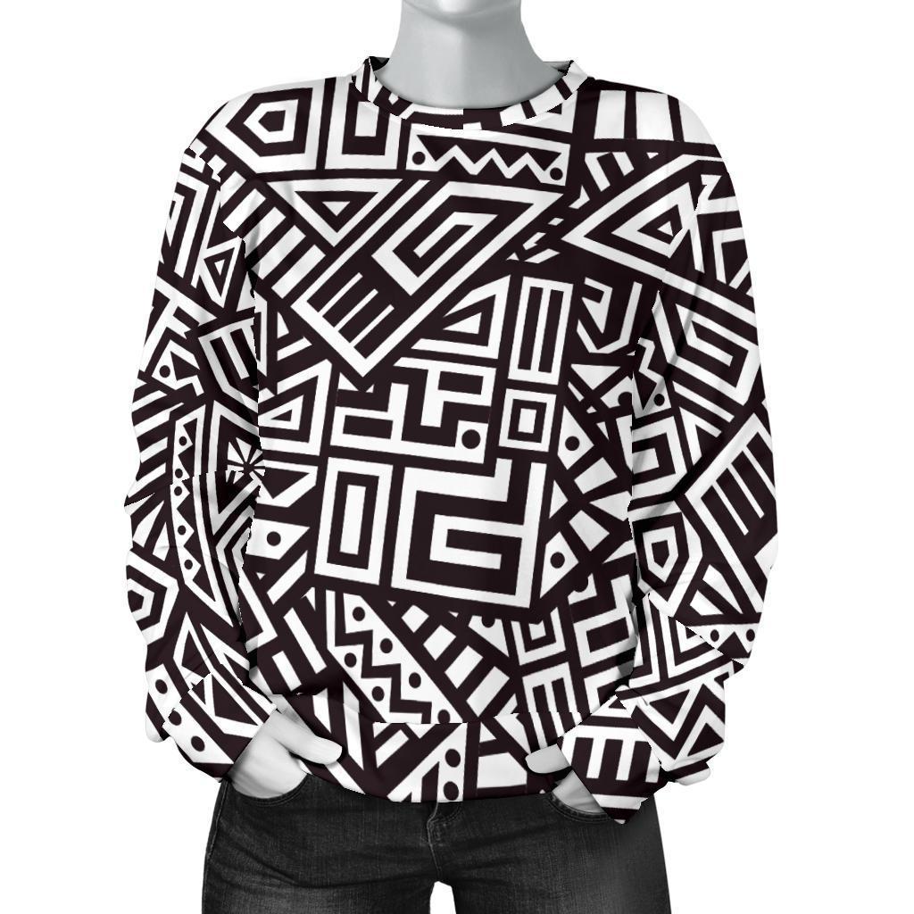 Tribal Aztec Geometric Pattern Print Women's Crewneck Sweatshirt GearFrost