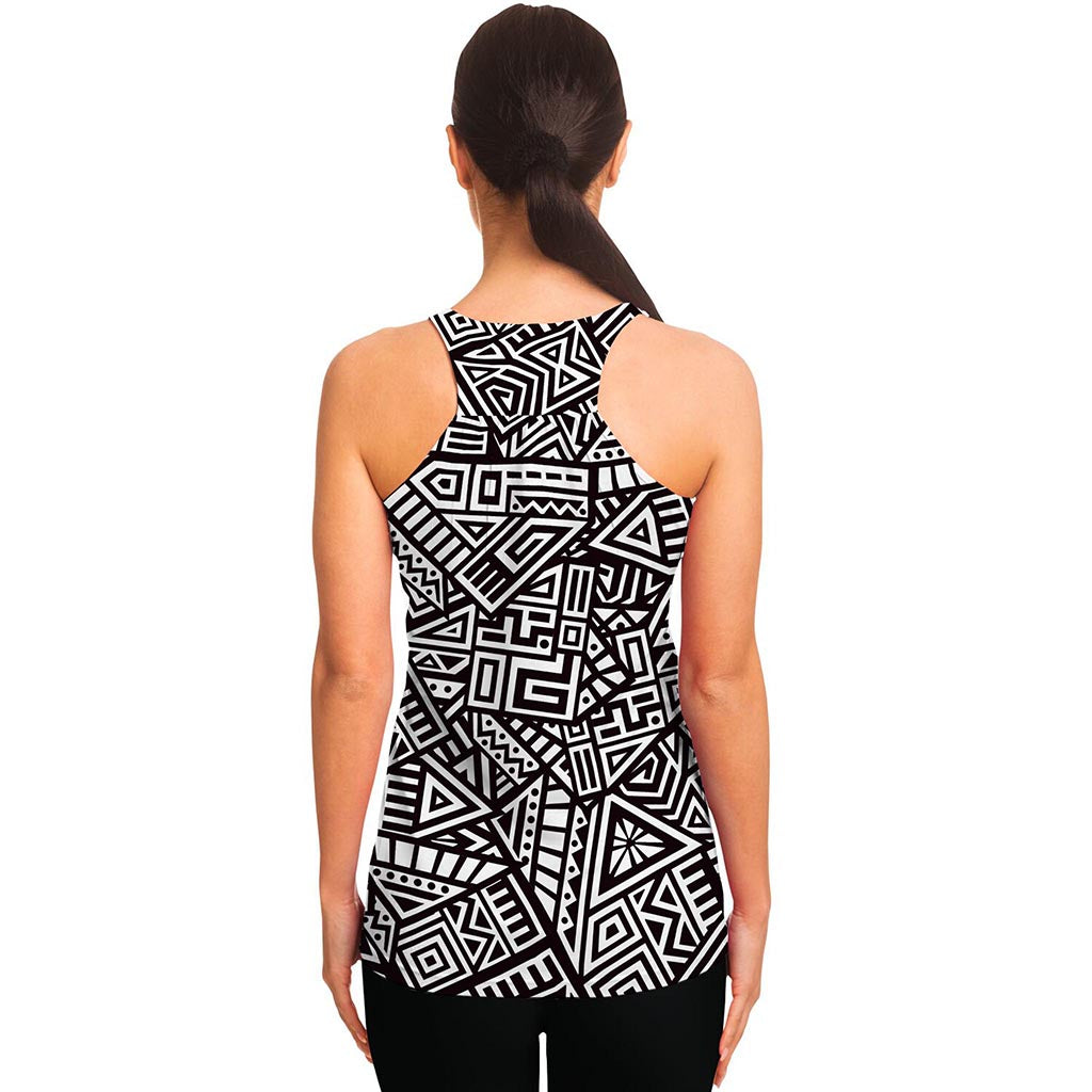 Tribal Aztec Geometric Pattern Print Women's Racerback Tank Top