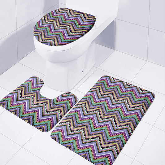 Tribal Aztec Hippie Pattern Print 3 Piece Bath Mat Set