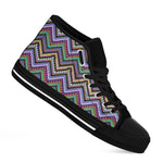 Tribal Aztec Hippie Pattern Print Black High Top Shoes