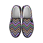 Tribal Aztec Hippie Pattern Print Black Slip On Shoes