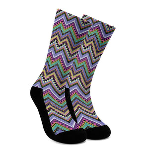 Tribal Aztec Hippie Pattern Print Crew Socks