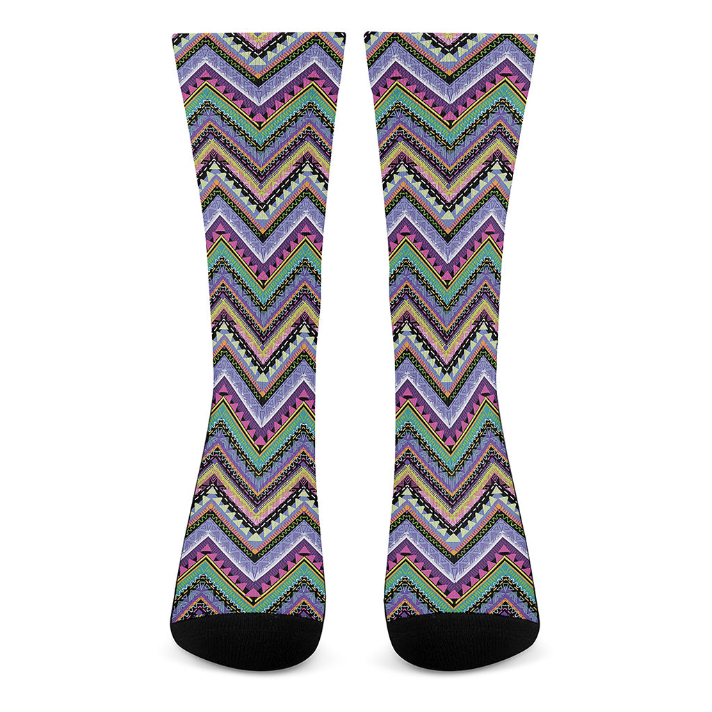 Tribal Aztec Hippie Pattern Print Crew Socks