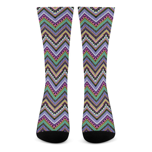 Tribal Aztec Hippie Pattern Print Crew Socks